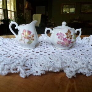 Vintage Autumn Cream and Sugar Set | Made in Japan L-149